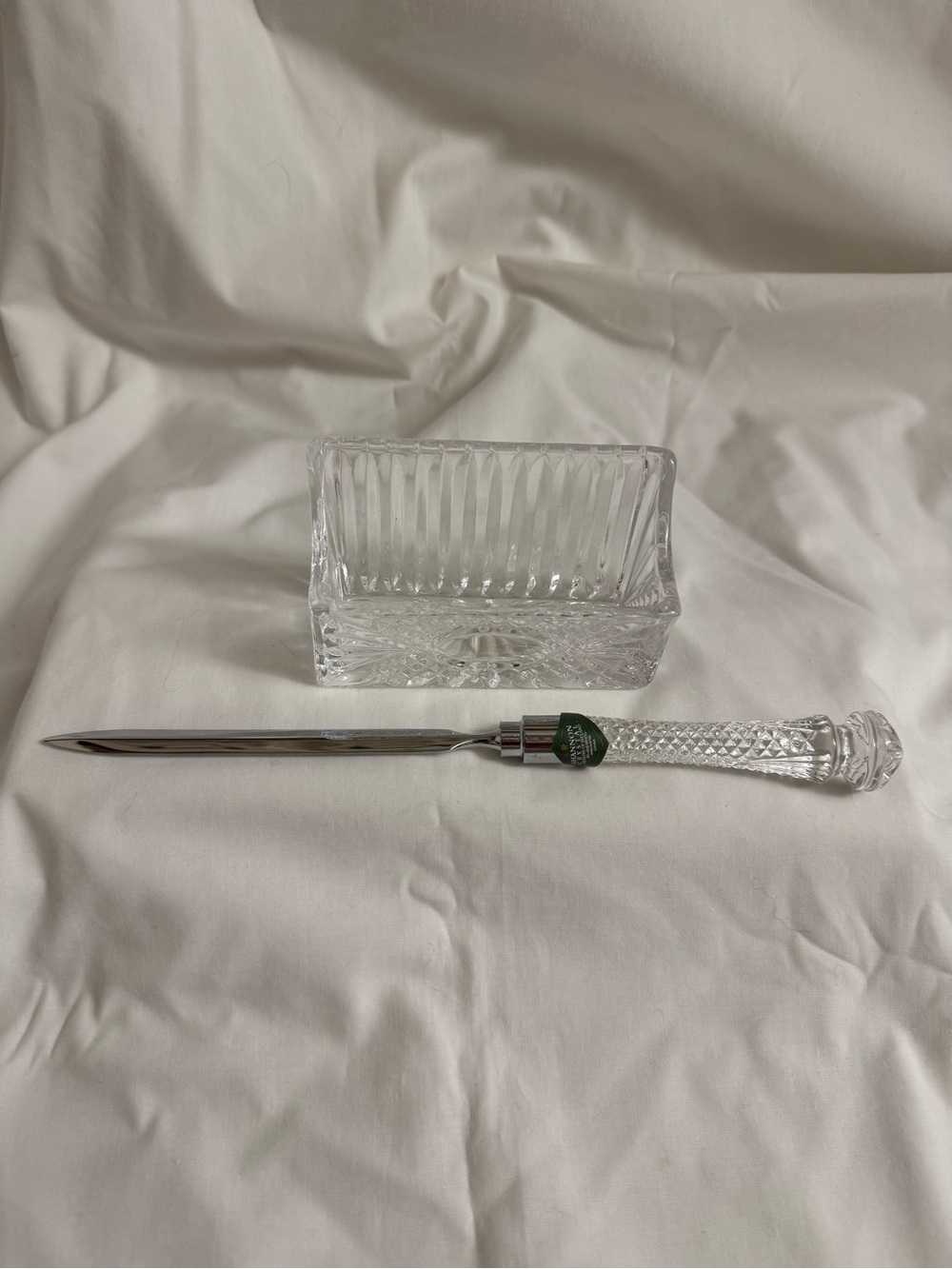 Shannon Crystal Letter Opener and Card Holder Set